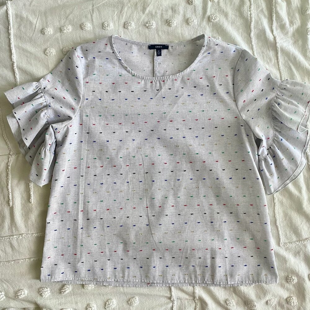 DREW Embroidered Rainbow Swiss Dot Top